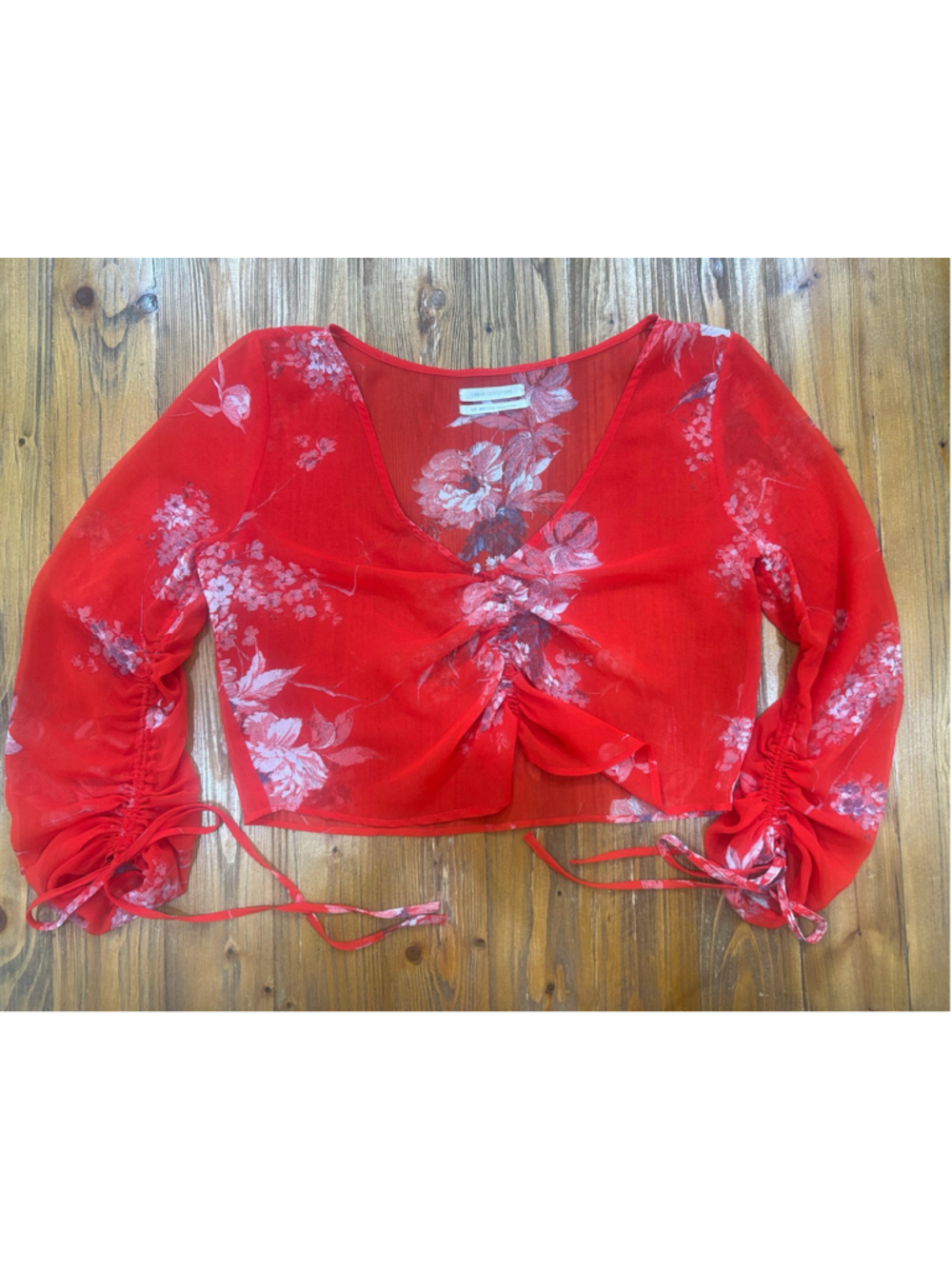 Urban Outfitters Floral Crop Top Red White Size S